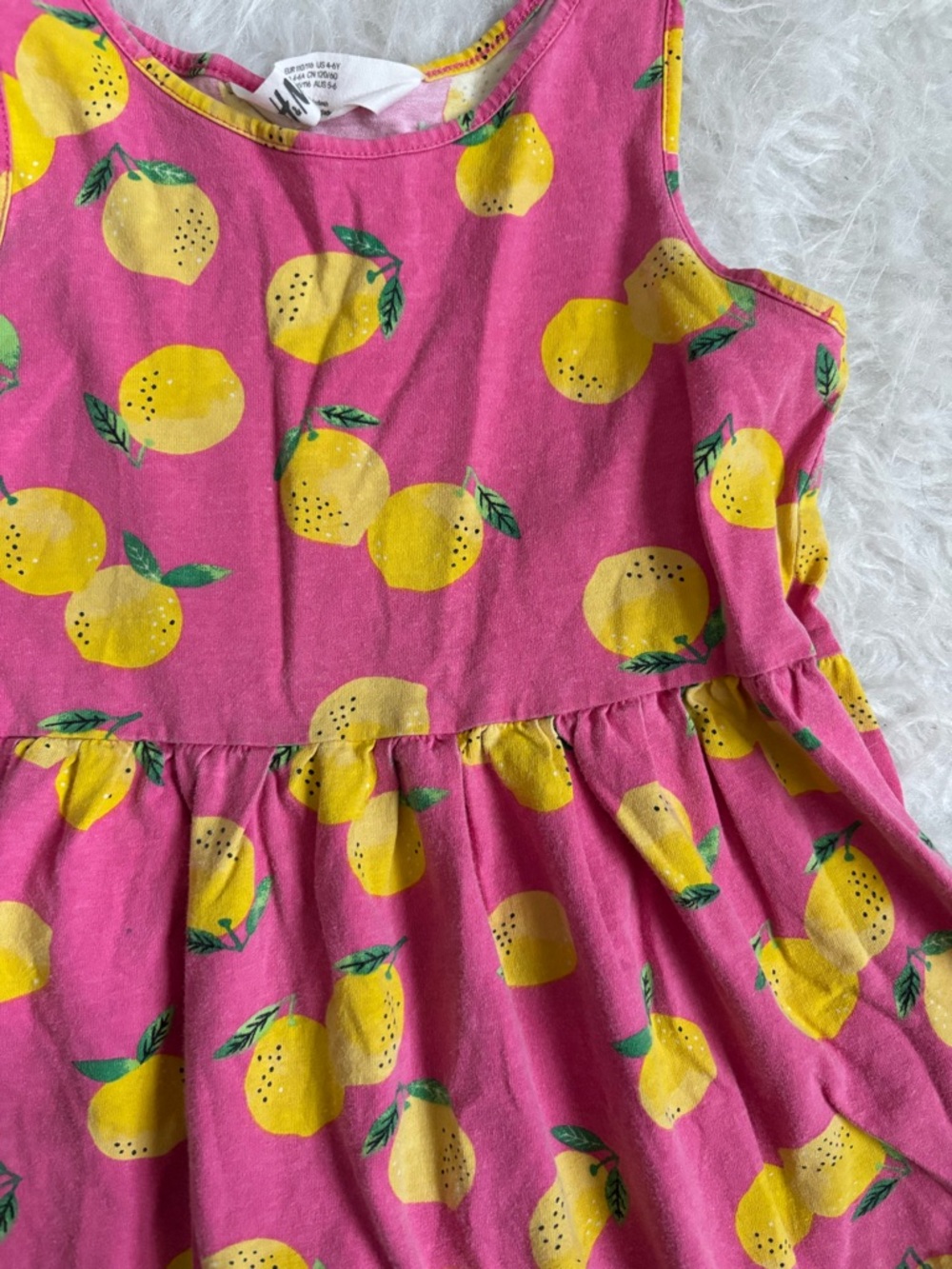 H&M Girls Preppy Colorful Pink Lemon Print Sleeveless Dress - Picture 3 of 4